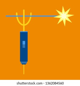 Mig welding torch in hand icon white isolated on color background. Vector illustration