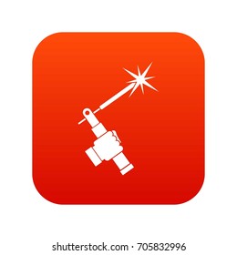 Mig welding torch in hand icon digital red for any design isolated on white vector illustration