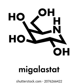 Migalastat Fabry disease drug molecule. Skeletal formula.