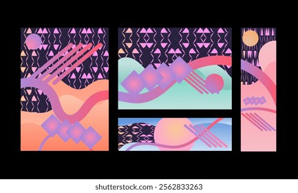 It might represent a stylized landscape, an abstract representation of sound waves, or simply a playful exploration of visual harmony.