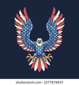 mighty american eagle vector illustration for tshirt design, logo, or stickers