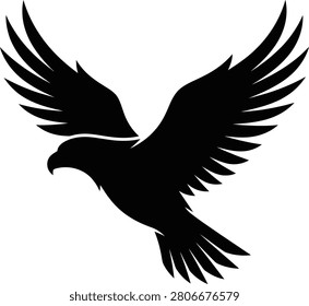 Mighty bird silhouette soaring through minimalist sky