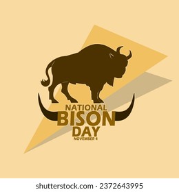 A mighty bison with bold text and a pair of horns on bright brown background to commemorate National Bison Day on November 4