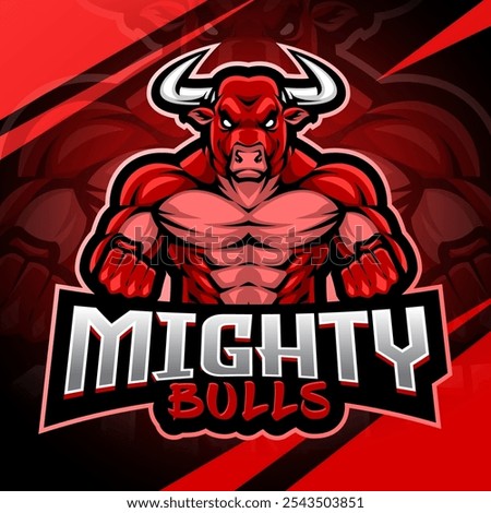 Mighty bulls esport mascot logo design