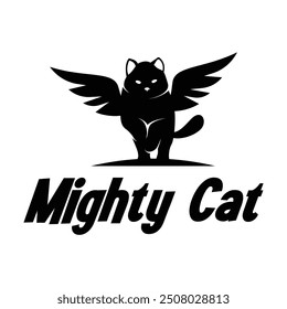 mighty cat character minimalist logo design