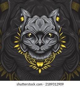 Mighty Cat vector illustration. easy editable color and separated layer