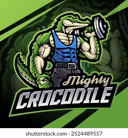 Mighty crocodile esport mascot logo design