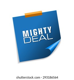 Mighty Deals Blue Sticky Notes Vector Icon Design