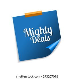 Mighty Deals Blue Sticky Notes Vector Icon Design