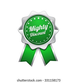 Mighty Discount Green Vector Icon Design
