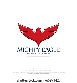Mighty Eagle Logo Illustration with red color.