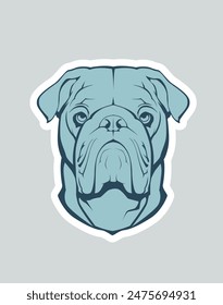 Mighty English Bulldog blue vector image. Vector clipart of an English Bulldog head in rich blue tones. This dynamic design on a light background will add expression and character to any project.