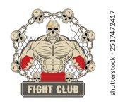 Mighty fighter in the octagon. Fight club. Street warrior. Combat champion. Illustrations for t shirt print. Set of hand drawn sport logos, badges, labels. Sports poster. Tattoo.