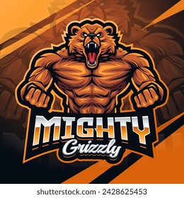 Mighty grizzly esport mascot logo design