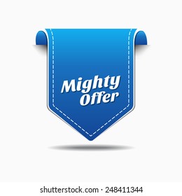 Mighty Offer Blue Vector Icon Design