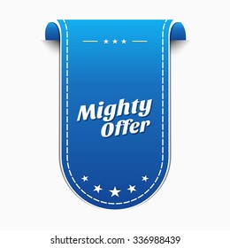 Mighty Offer Blue Vector Icon Design