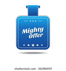 Mighty Offer Blue Vector Icon Design