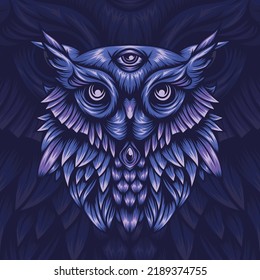 Mighty owl vector illustration. easy editable content separated layer
