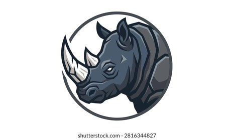 Mighty rhinoceros head vector illustration mascot logo icon