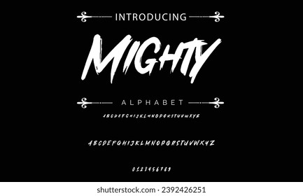 Mighty Stylish brush painted an uppercase vector letters, alphabet, typeface.