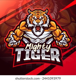 Mighty tiger esport mascot logo design
