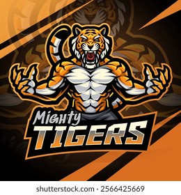 Mighty tiger esport mascot logo design