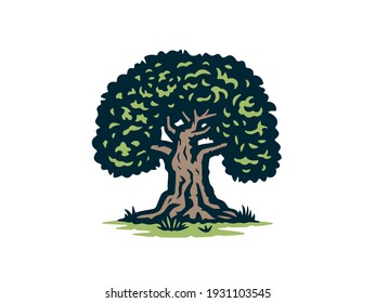 A mighty tree. Vector illustration. Color version.