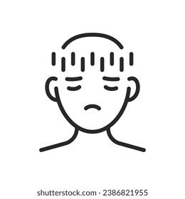 Migraine With Aura Headache Icon. Vector Outline Editable Isolated Sign Illustrating Complex Neurological Visual Symptoms Associated with Headache Disorders