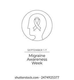 Migraine Awareness Week line art vector design. eps 10.  continuous line.