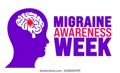 Migraine Awareness Week is observed every year in September. Holiday concept. Template for background, banner, card, poster, placard, design template with unique shapes with standard color.