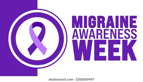 Migraine Awareness Week is observed every year in September. Holiday concept. Template for background, banner, card, poster, placard, design template with unique shapes with standard color.