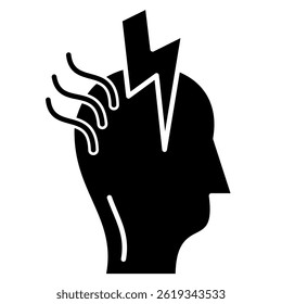 Migräne Glyphe solides Symbol, Krankheit