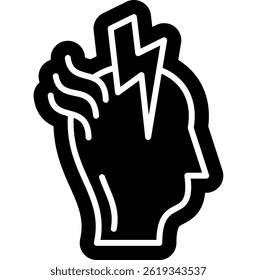 Migräne Glyphe solides Symbol, Krankheit