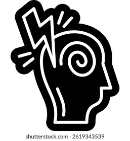 Migraine Glyph solid icon, Illness
