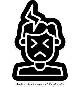 Icono sólido del glifo de la migraña, enfermedad