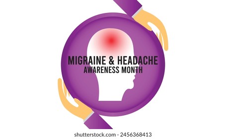 migraine AND headache awareness month observed every year in June. Template for background, banner, card, poster with text inscription.