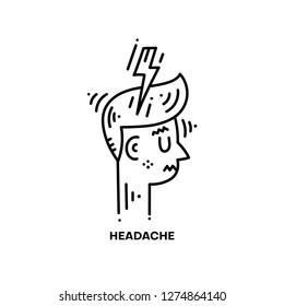 Migraine and headache line icon. Vector illustration