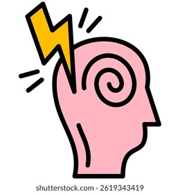 Migraine illustration, Headeach, Illness, Disaese