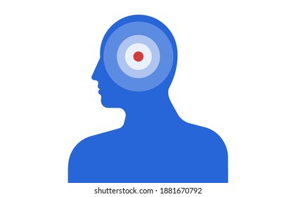 Migraine illustration. Human silhouette on a white background. Vector.