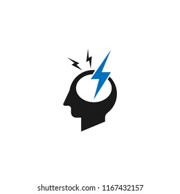 Migraine logo illustration. Headache logo with crack in a head. Pharmaceutical conceptual sign. migraine logo icon concept - vector illustration.