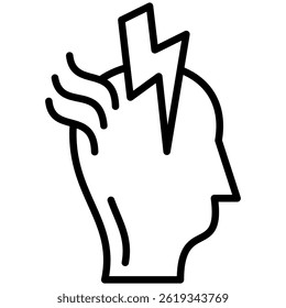 Migraine Outline icon, Headeach, Illness, Disaese