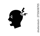 Migraine Pain Icon Severe Headache Symbol - Minimal Vector, Outline - Glyph Style, UI UX App Web Design, Wellness Nature Spa Branding Icon