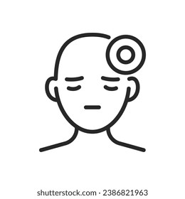 Migraine Pain Icon. Vector Outline Editable Isolated Sign for Visual Representation of Severe Headache and Neurological Disorders.