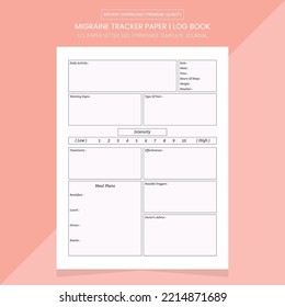 Migraine Tracker | Headache Diary | Migraine diary Log Book | Migraine diary Note