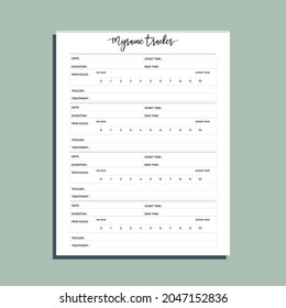 Migraine Tracking Planner, Headache Tracker