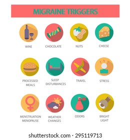 Migraine Triggers.Symbols Set.