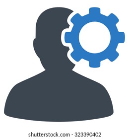 Migraine vector icon. Style is bicolor flat symbol, smooth blue colors, rounded angles, white background.