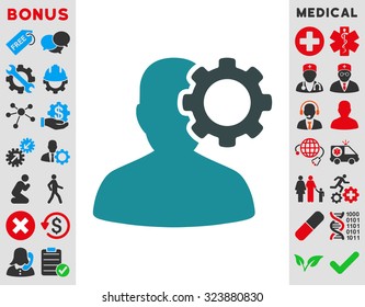 Migraine vector icon. Style is bicolor flat symbol, soft blue colors, rounded angles, white background.