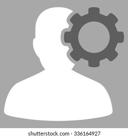 Migraine vector icon. Style is bicolor flat symbol, dark gray and white colors, rounded angles, silver background.