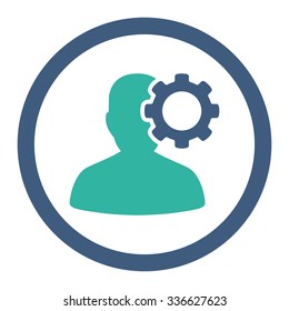 Migraine vector icon. Style is bicolor flat rounded symbol, cobalt and cyan colors, rounded angles, white background.